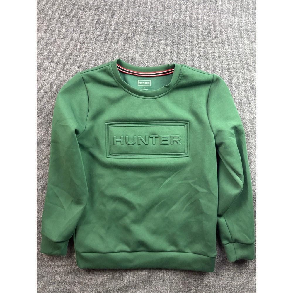 Hunter Sweatshirt Womens Small Green Embossed Logo Crewneck Long Sleeve 1905776